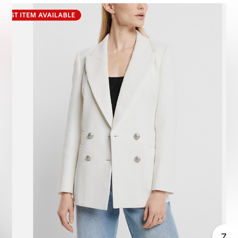 Express Tweed Double Breasted Novelty Button Blazer. Size M